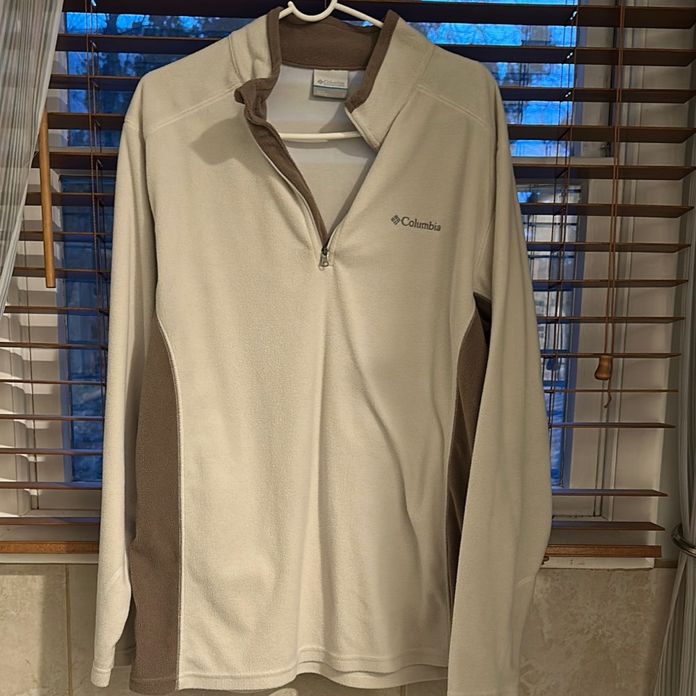 Light Columbia Beige and Brown Quarter-Zip Pullover